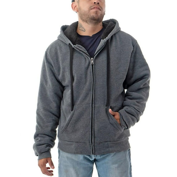 Men's Ultra Soft Sherpa Lined Hoodie - Full Zip Fleece Lining Winter Sweatshirts M-5XL