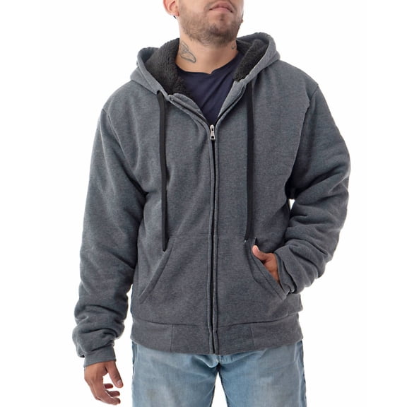 Men's Ultra Soft Sherpa Lined Hoodie - Full Zip Fleece Lining Winter Sweatshirts M-5XL