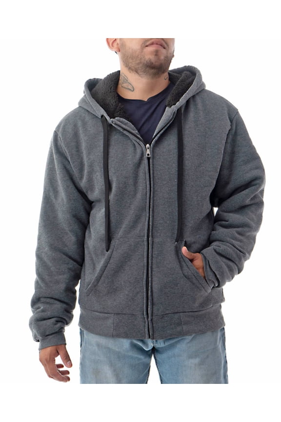 Men's Ultra Soft Sherpa Lined Hoodie - Full Zip Fleece Lining Winter Sweatshirts M-5XL