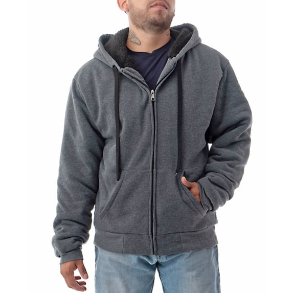 Men's Ultra Soft Sherpa Lined Hoodie - Full Zip Fleece Lining Winter Sweatshirts M-5XL