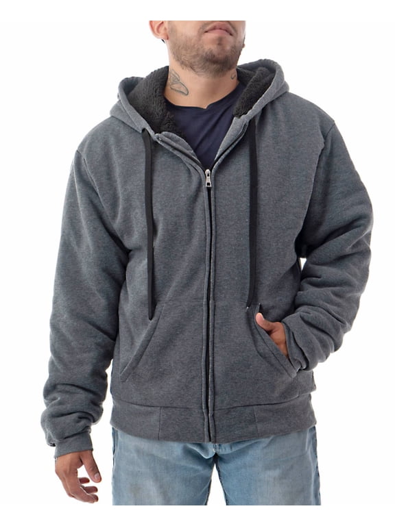 Men's Ultra Soft Sherpa Lined Hoodie - Full Zip Fleece Lining Winter Sweatshirts M-5XL
