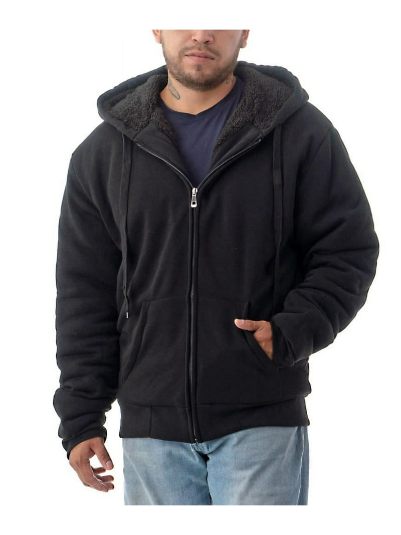 Men's Ultra Soft Sherpa Lined Hoodie Full Zip Fleece Lining