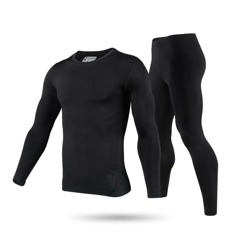 Men’s Ultra-Soft Tagless Fleece Lined Thermal Top & Bottom Underwear Set, Black, Large - image 1 of 5