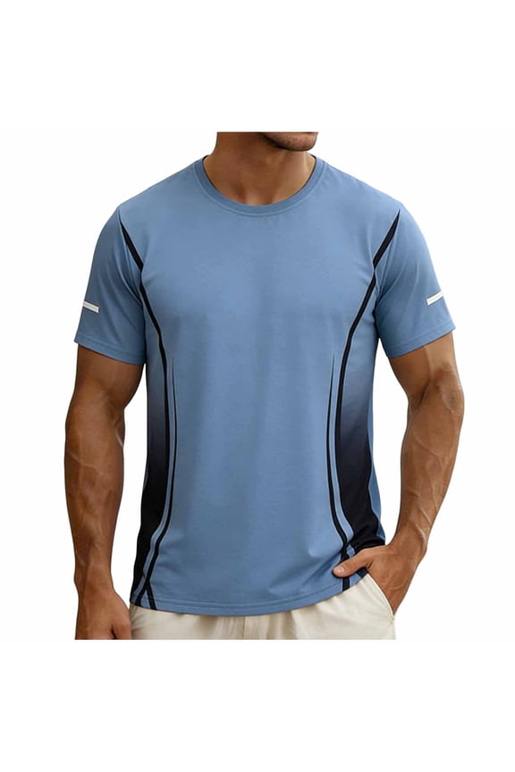 Men's Ultra-Soft Viscose Bamboo Cotton Cooling T-Shirt, Crew Neck Short Sleeve Casual Lounge Dressy Undershirt Tee Big and Tall Size M-5XL Blue