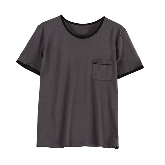 Men's Ultra-Soft Viscose Bamboo Cotton T-Shirt, Crew Neck Short Sleeve Casual Lounge Dressy Undershirt Tee with Pocket Size 4XL Black