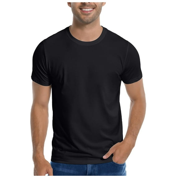 Men's Ultra Soft White Crew Neck T-Shirt - Casual Basic, Polyester Spandex Cotton