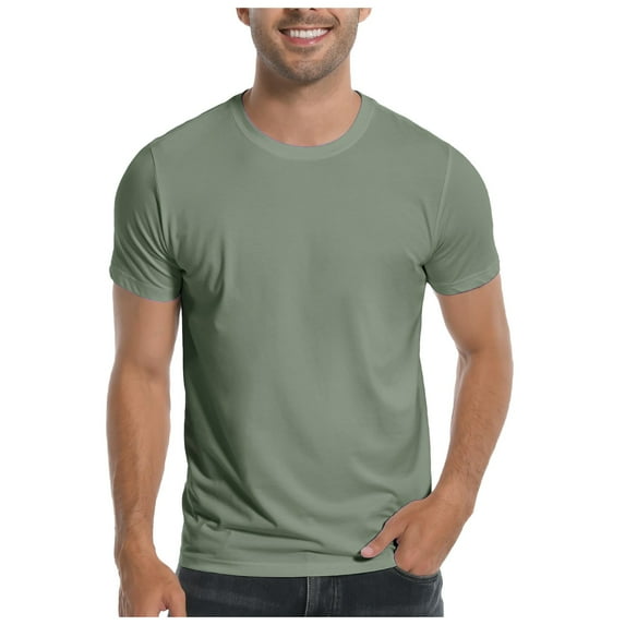 Men's Ultra Soft White Crew Neck T-Shirt - Casual Basic, Polyester Spandex Cotton