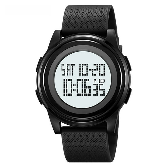 Men's Ultra-Thin Digital Waterproof Watch Stylish Sports Wrist Watch for Men and Women Military , Minimalist Design with Stopwatch, Countdown, Alarm, Dual Time,Hourly Chime(Black)