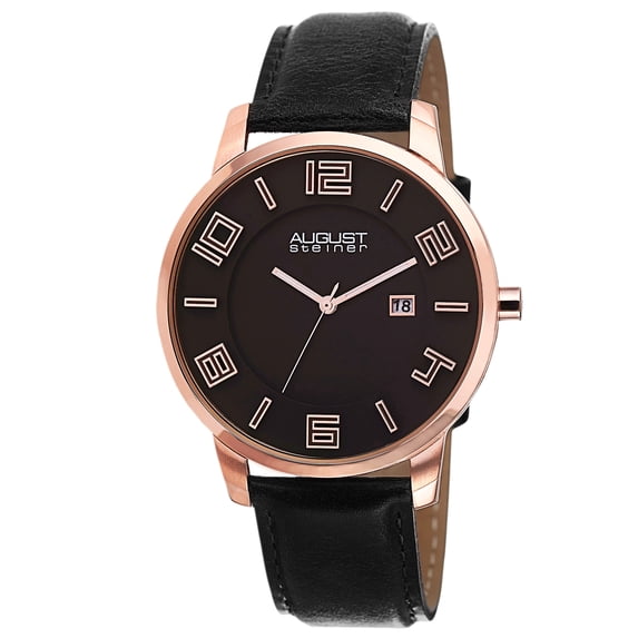 Men's Ultra-Thin Swiss Quartz Leather Black Strap Watch