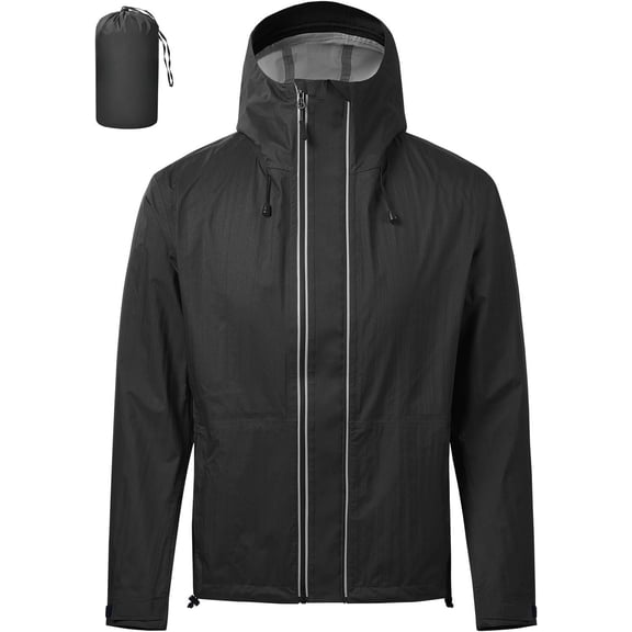 Men's Ultralight 3L Rain Jacket Packable Travel Raincoat Windproof Lightweight Hiking Skiing Shell Hood