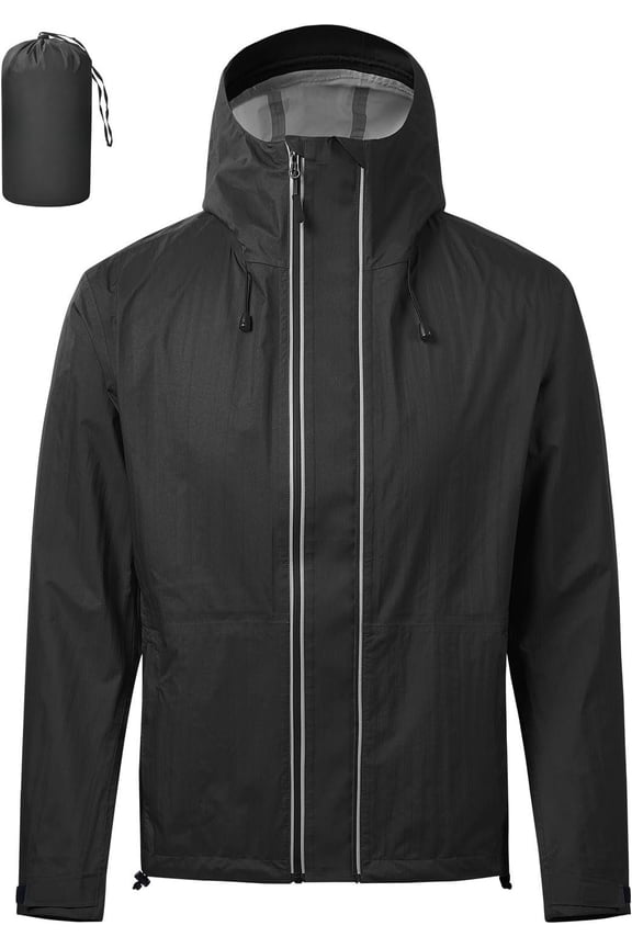 Men's Ultralight 3L Rain Jacket Packable Travel Raincoat Windproof Lightweight Hiking Skiing Shell Hood