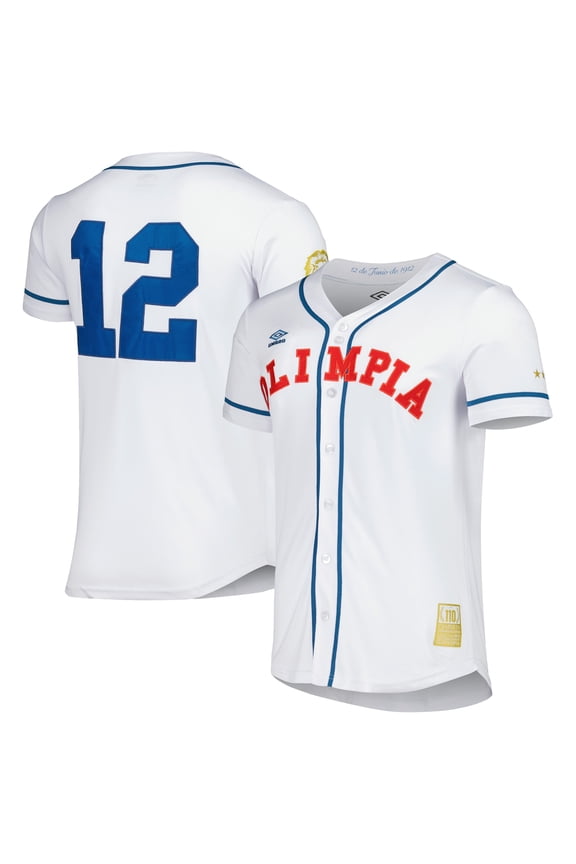 Men's Umbro White Club Deportivo Olimpia Baseball Jersey