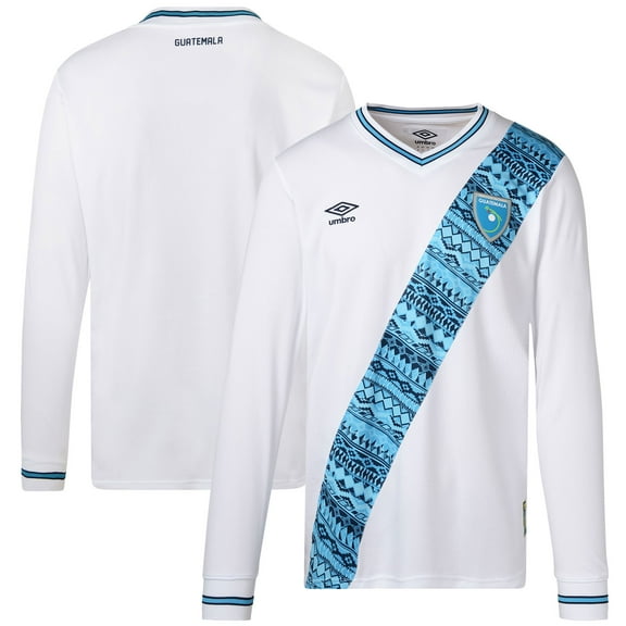 Umbro Men's Soccer Jersey, White/Sky-Home Long Sleeve
