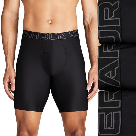 Men's Under Armour 3-pack Performance Tech 9-in. Long Leg Boxer Briefs Color: Black Size: L