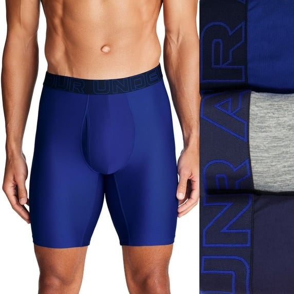 Men's Under Armour 3-pack Performance Tech 9-in. Long Leg Boxer Briefs Color: Royal Size: 4XL
