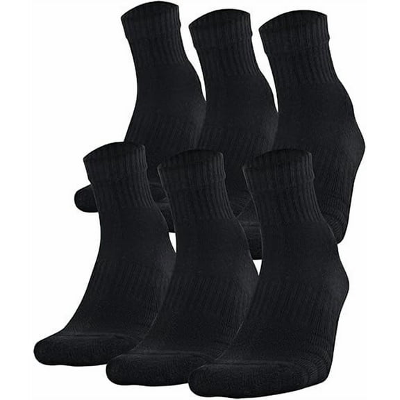 Men's Under Armour 6-pack Training Cotton Performance Quarter Socks Color: Black Size: 13-16