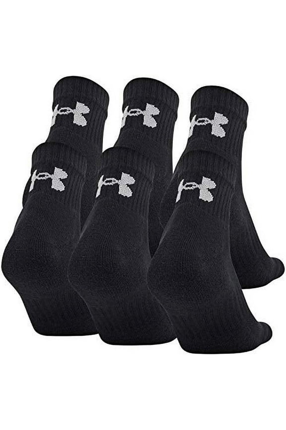 Men's Under Armour 6-pack Training Cotton Performance Quarter Socks Color: Black Size: 9-12.5