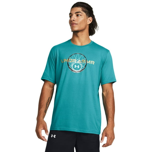 Men s Under Armour Basketball Wordmark Short Sleeve Graphic Tee Color Circuit Teal Size M Walmart Business Supplies