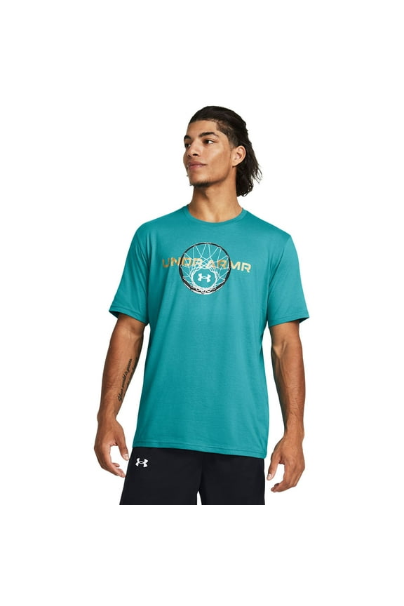 Men's Under Armour Basketball Wordmark Short Sleeve Graphic Tee Color: Circuit Teal Size: XL