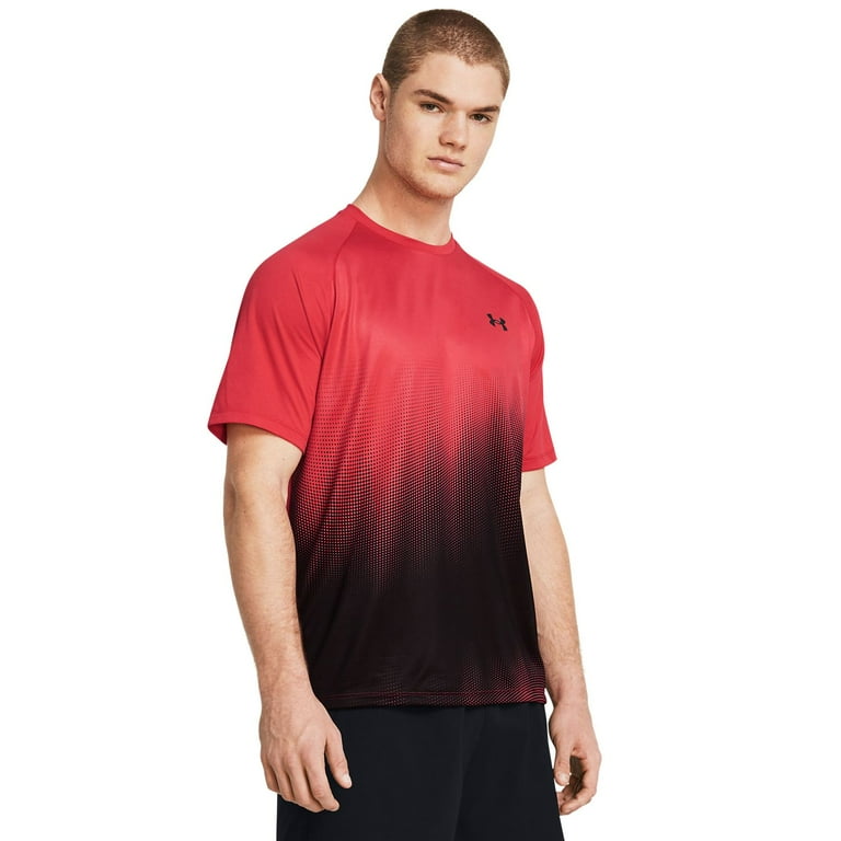 Men s Under Armour Fade Tech Workout Tee Color Red Solstice Size S Walmart