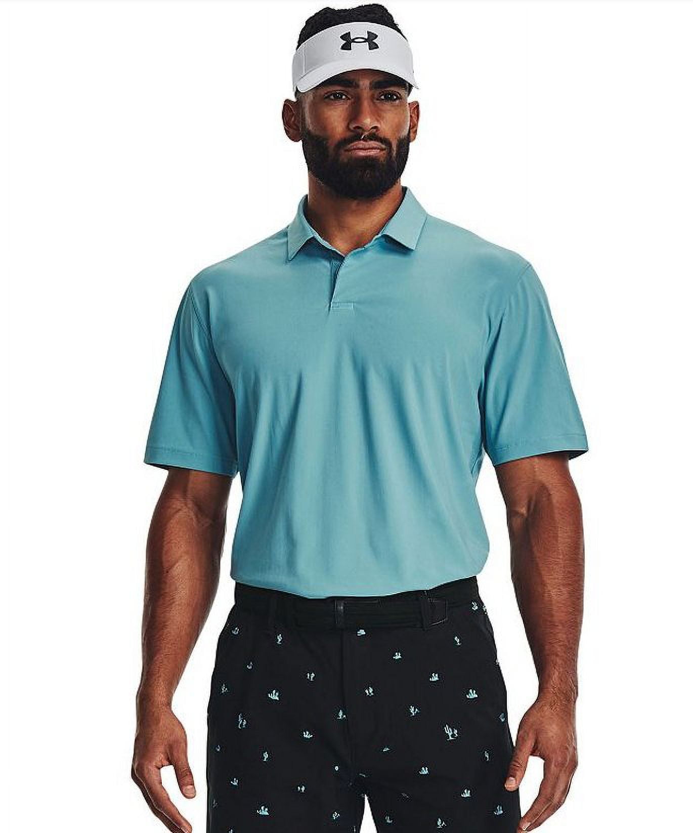 Men s Under Armour Luxe Polo Shirt Aqua Blue Size Large Walmart