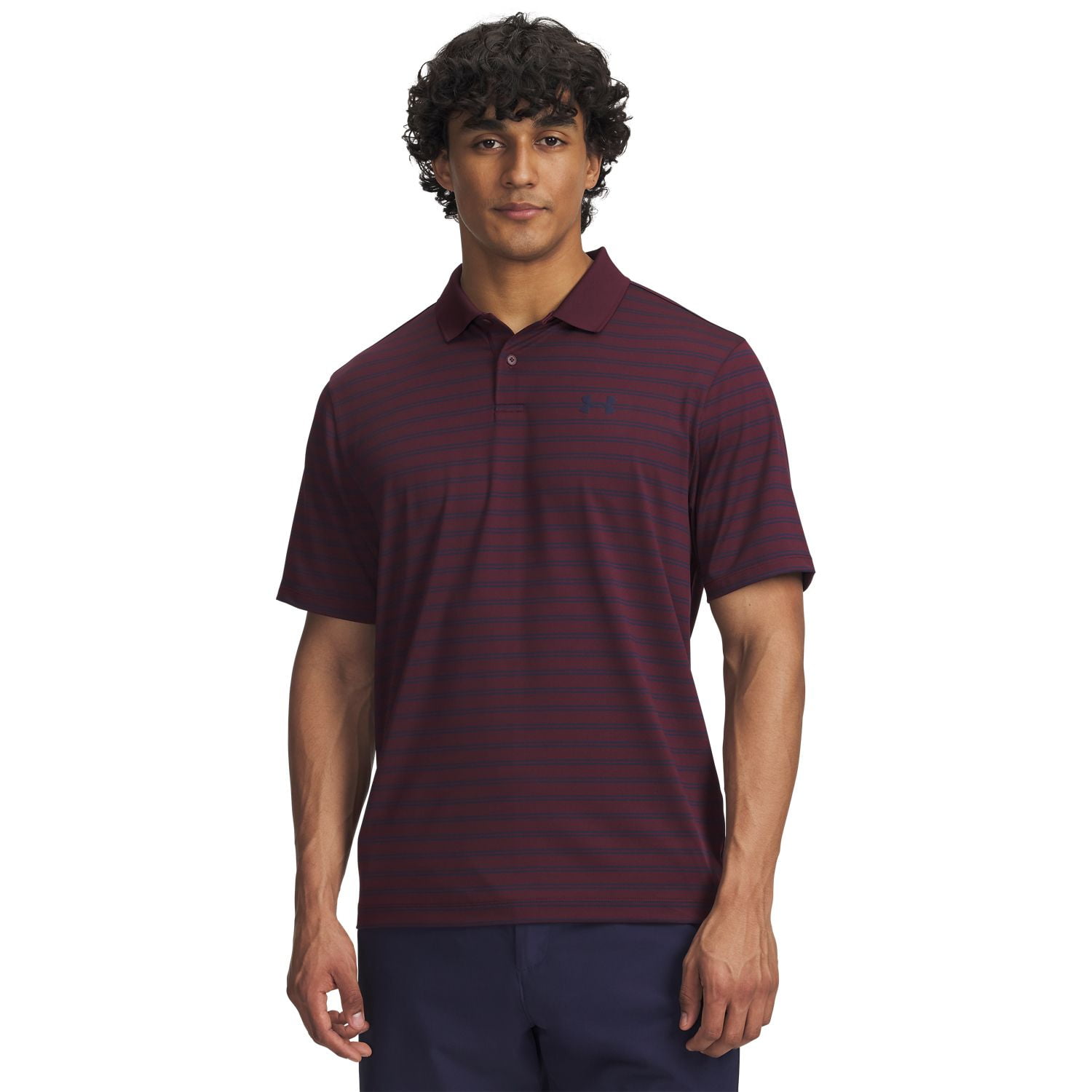 Men's Under Armour Performance 3.0 Stripe Golf Polo Color: Maroon
