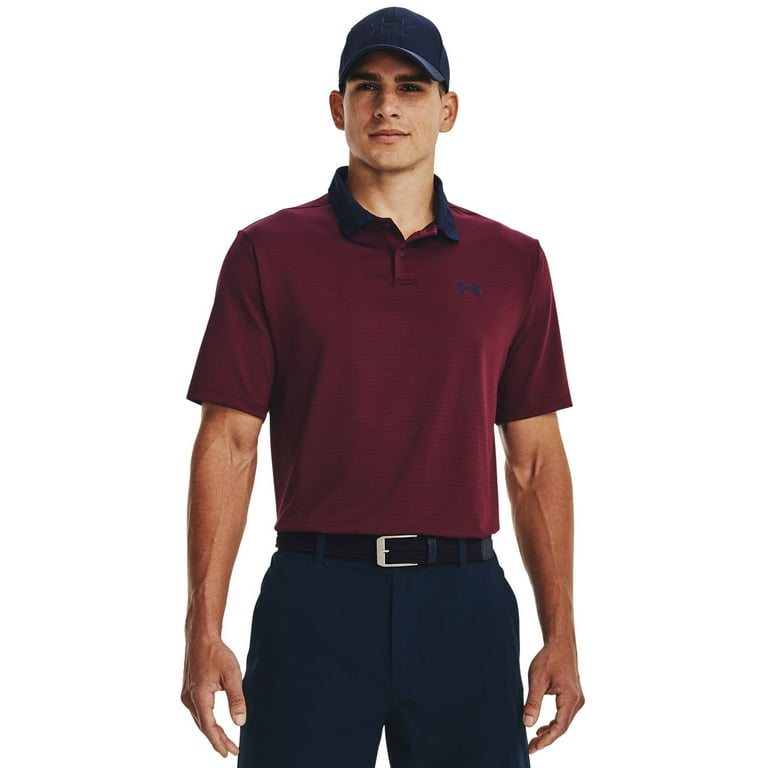 Men's Under Armour Performance 3.0 Stripe Golf Polo Color: Maroon