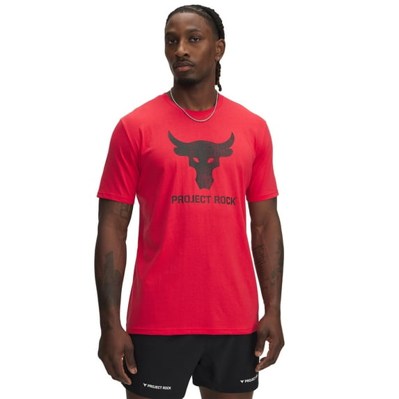 Men's Under Armour Project Rock Payoff Graphic Short Sleeve Tee Color: Lava Red Size: XL
