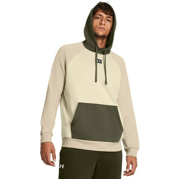 Men's Under Armour Rival Fleece Colorblock Hoodie Color: Silt Size: S