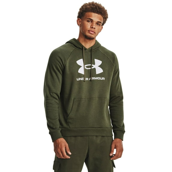 Men's Under Armour Rival Fleece Big Logo Hoodie Color: Marine Od Green Size: M
