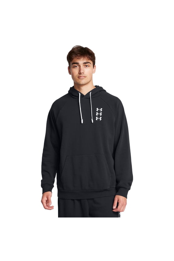 Men's Under Armour Rival Fleece Textured Tri-Logo Hoodie Color: Black Size: XL