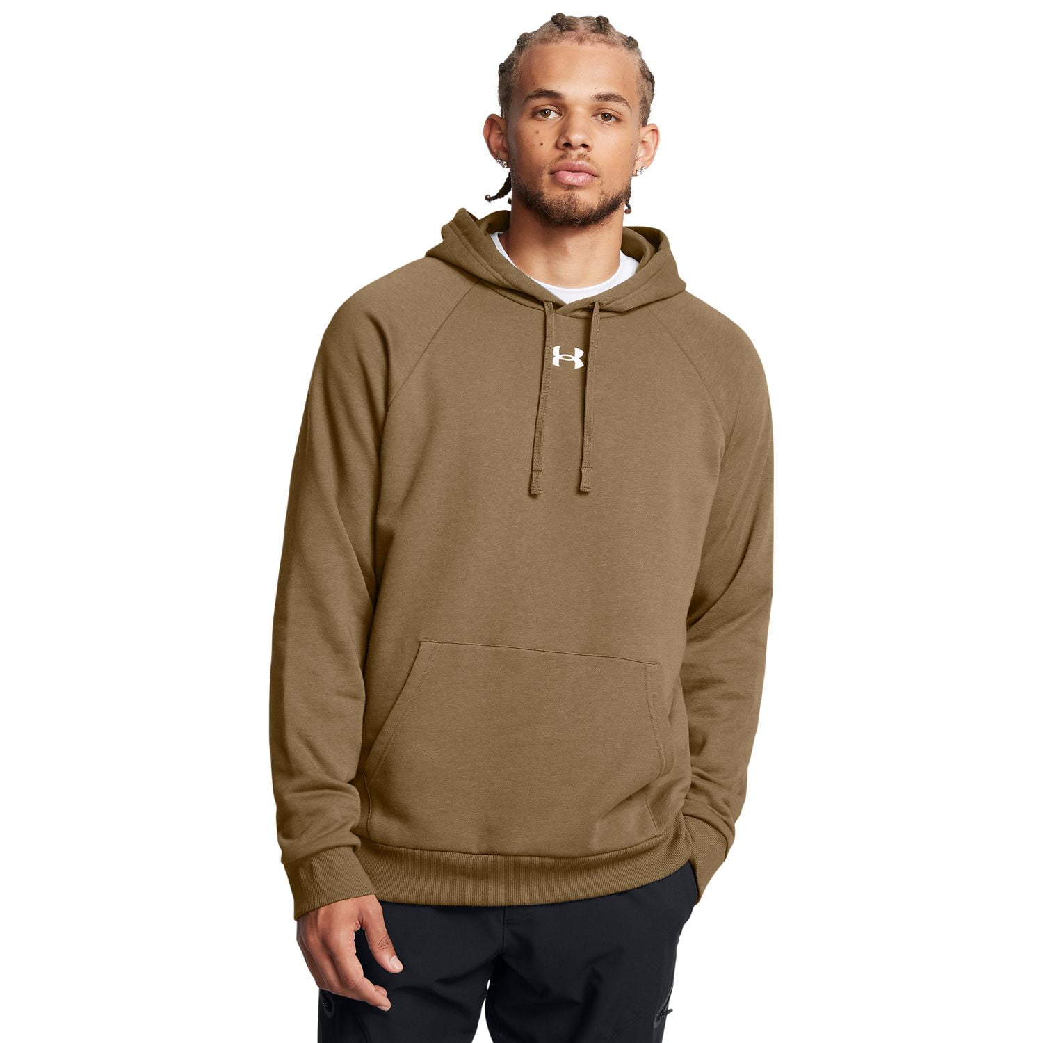 Men's Under Armour Solid Rival Fleece Hoodie Color: Coyote Size