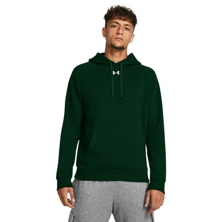 Men's Under Armour Solid Rival Fleece Hoodie Color: Forest Green Size: L