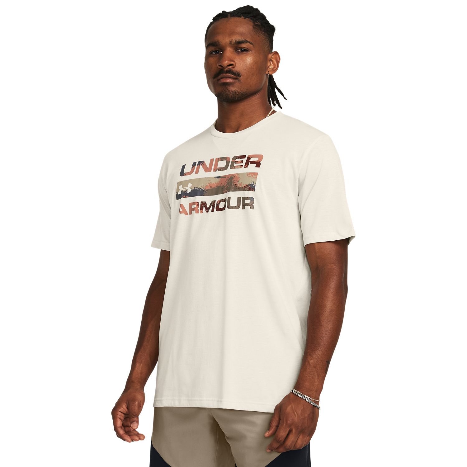 Men's Under Armour Stacked Logo Tee Color: Summit White Size: M