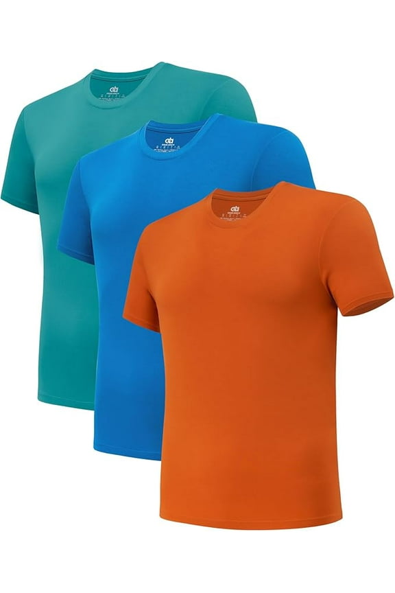 Men's Undershirt Bamboo Rayon Moisture-Wicking T-Shirts Stretch Crewneck/V-Neck Tees for Men, 3 Pack