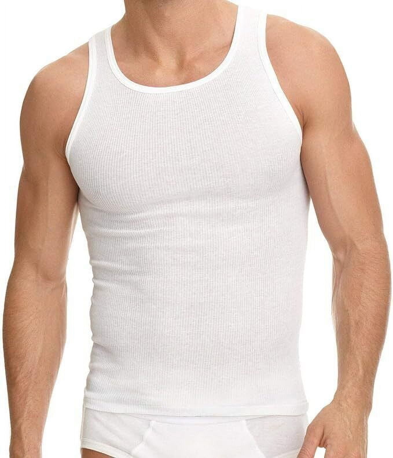 BRIEFING MEN’S UNDER SHIRT Pro 5 Mens Ribbed A-Shirts 3 Pack Undershirt, Red, Large