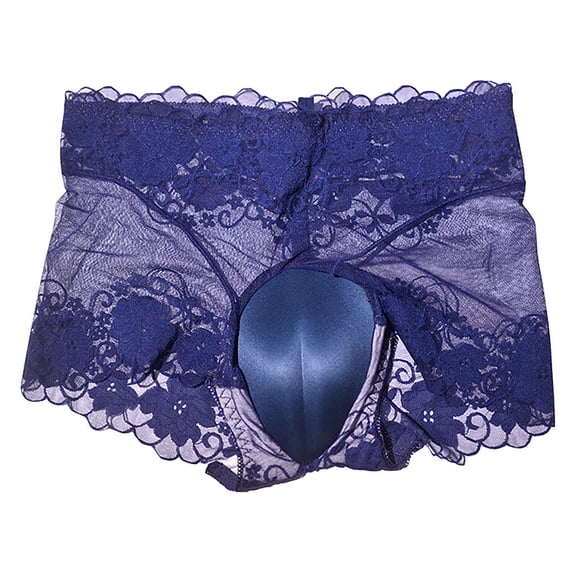 Men's Underwear 3D Stereoscopic Lace High Waist Mesh Jockstrap with Cushioning Slings and Transparent Design for Comfort and Support Blue M