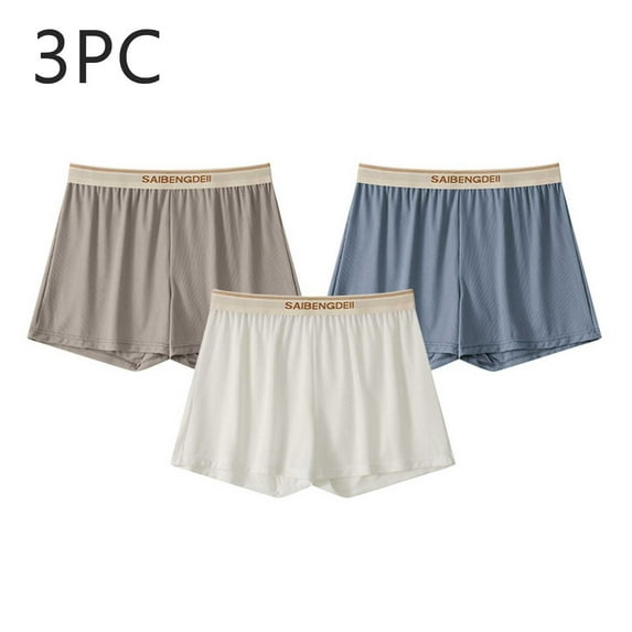 Men's Underwear Boxer Briefs 3PC Cotton Under $10 Loose Breathable Sports Home Four-Corner Pants Flat-Corner Underwear Boxers