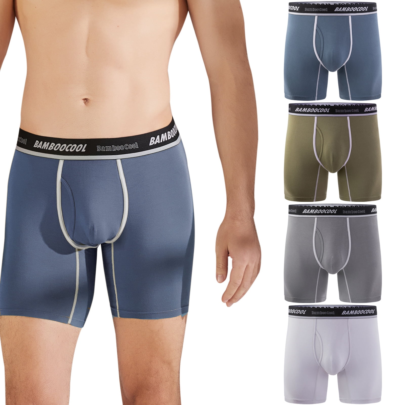 Men's Underwear Boxer Briefs,Bamboo Viscose Breathable Underwear for Men,4  Pack,M-XXL 