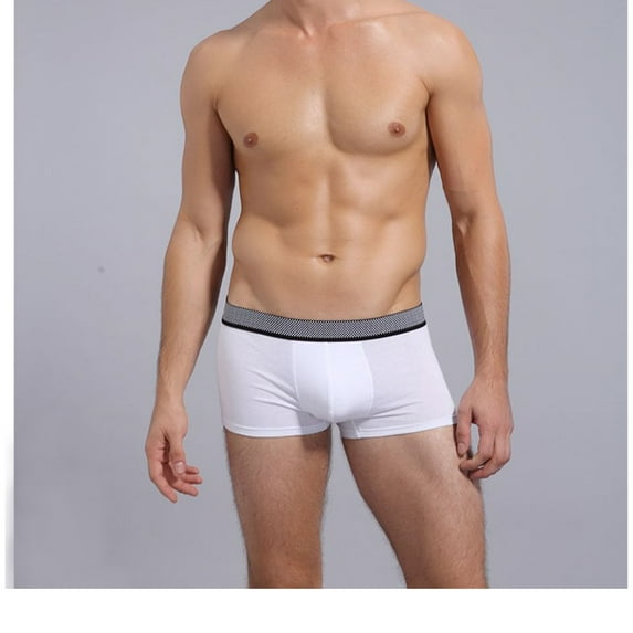 Men's Underwear Boxer Briefs Cotton Under $5 Middle Waist Solid Color Letters Comfortable Breathable Boxers Underwear
