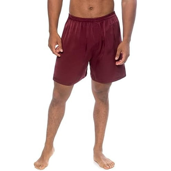 Men's Underwear Boxers 100% Silk Romantic Pajamas Sleepwear Clothing - Men’s 0120-RD-L