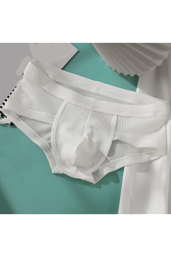 Men's Underwear Breathable Mesh Comfort Mid Rise Sporty Triangle Brief for Daily Wear Summer Lightweight and, XXXL, White