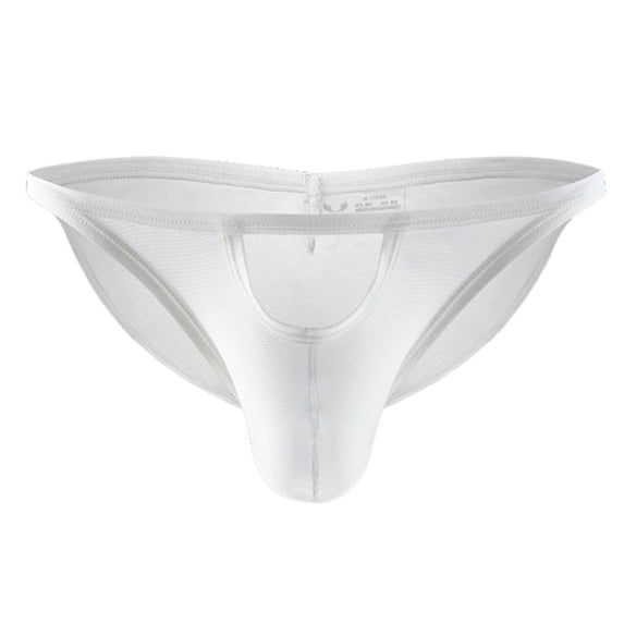 Men's Underwear Breathable Solid Nylon Low Waist Briefs for Daily Comfort and Wear, M, White