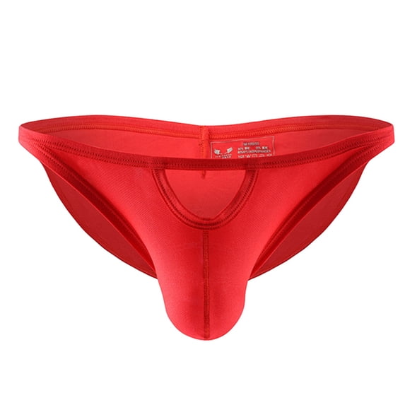 Men's Underwear Breathable Solid Nylon Low Waist Briefs for Daily Comfort and Wear, S, Red