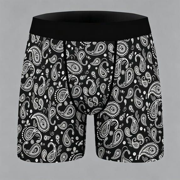 Men's Underwear Briefs Breathable Stretch Novelty Pattern Printing - Fun Underwear Shorts Comfortable & Soft(Black,M)