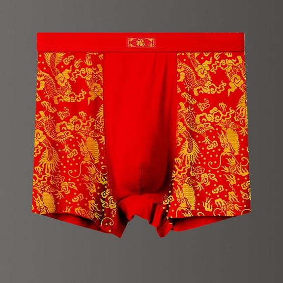 Men's Underwear Clearance, Men's High Waisted Plus Size Men's Flat Underwear Wide Waistband Print Four Corners