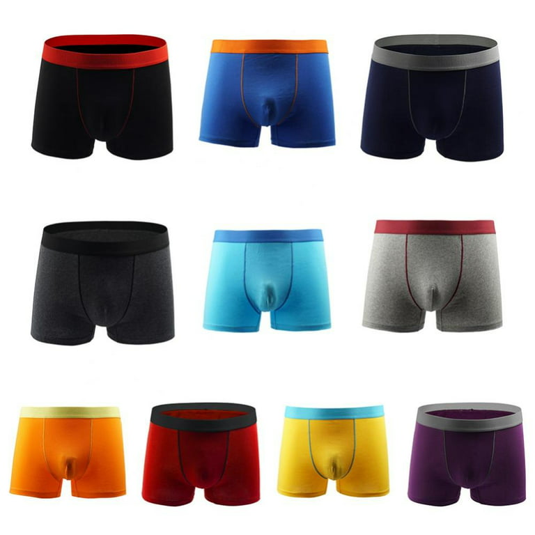 Men's Underwear Cotton Sport Solid Color Boxer Briefs Casual Ultra Comfort  Soft Breather Panties Plus Size XL-5XL(10-Packs)