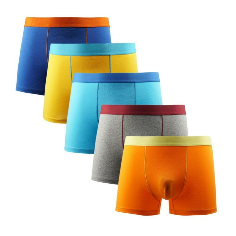 Men's Underwear Cotton Sport Solid Color Boxer Briefs Casual Ultra Comfort  Soft Breather Panties Plus Size XL-5XL(5-Packs)
