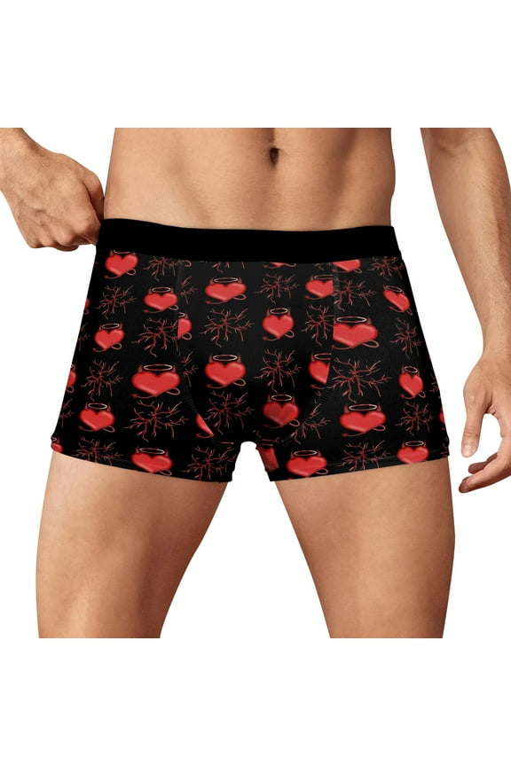 Men's Underwear Funny Wife Face Boxer Briefs Comfortable Valentine's Day Boxer For Men Red L