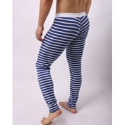 VISIT THE SHOPPLAND STORE Men's Underwear Low Patchwork Leggings Pant Thermal Breathe Striped Long underwear